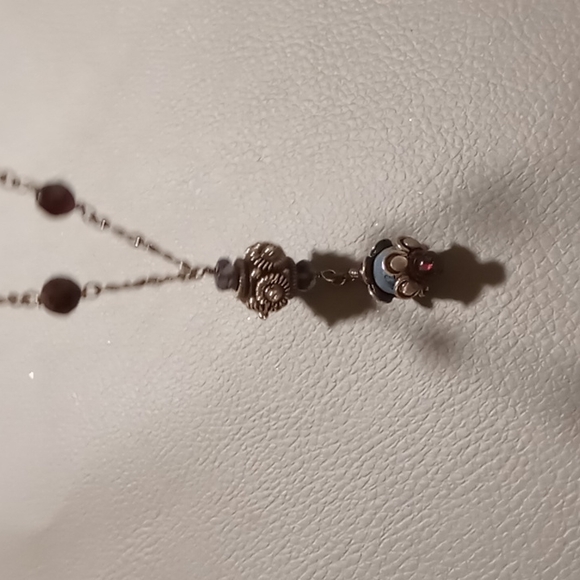 Sterling silver red crystal Bombay style necklace toggle clasp . - Picture 7 of 7